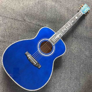 Solid Spruce Top Mahogany Neck Burst Maple Veneer Ebony Fingerboard Abalone Om45s Style Acoustic Guitar
