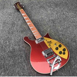 6 String Electric Guitar Ricken 660 Electric Guitar Neck Through Body Metallic Red Paint Body with Golden Guard
