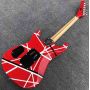 5150 Striped Series Red/Black/White Maple Fingerboard Floyd Locking Tremol Eddie Van Halen Style Electric Guitar