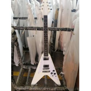 Custom 6 Strings Flying V-Shaped Electric Guitar in White