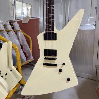 Custom Exploring Electric Guitar Cream White Version Finger Inlay Rosewood Fingerboard