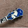 Customize LP Burl Top Mahogany Wood Irregular Special Shape Abalone Binding Neck Inlay Headstock Electric Guitar in Blue Color