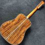 Custom 12 Strings Deluxe Solid Koa Wood Top Abalone Inlay Binding Acoustic Electric Guitar