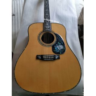 Custom AAAAA All Solid Wood Dreadnought Folk Classic Guitar Super Deluxe Full Abalone Binding Acoustic Electric Guitar