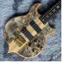 Custom Alem bisBurst Maple Top 4 Strings Neck Through Body Bass Guitar Ebony Fingerboard