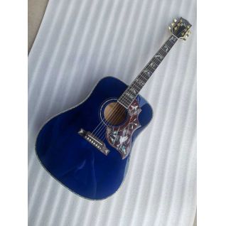 Custom Dove Bird in flight solid spruce wood top acoustic guitar in blue color guitar professional 41 inch