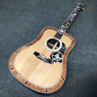 Custom Deluxe D200 Solid Spruce Acoustic Guitar All Solid Rosewood Back and Sides in Glossing Finishing D-200 Folk Acoustic Electric Guitar