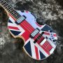 Custom England flag vintage looking Hofner BB2 4 strings bass tiger flame pearloid tuners hofner violin flag bass