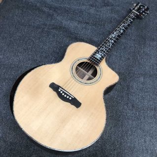 Custom 39 Inch Solid Spruce Top GA Body Rosewood Back Side Zero Frets Life Tree Inlay Acoustic Guitar with Armrest