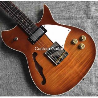 Custom F Hole Hollow Body Rickenbacker Style Electric Guitar and Bass OEM Order Grand Guitar Herringbone Binding