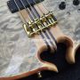 Custom Alembic Mark King Style 5 Omega Cut Bottom Body Electric Bass with Ebony Fingerboard Factory Burst Maple Top Neck Through