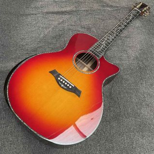 Custom PS14 Solid Spruce Top Acoustic Guitar with Armrest in Sunburst Color