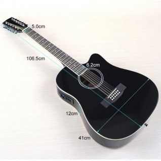 Custom All Solid Wood 41 Inch Acoustic Guitar High Gloss Folk Guitar with Armrest