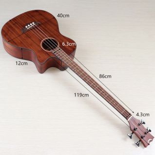 OEM Acoustic Bass Guitar 4 Strings Full Sapele Body 43 Inch Electric Folk Guitar Cutaway Body 24 Frets