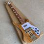Maple+Rosewood Neck Thru Body Electric Bass Guitar, Upgrade Adjustable Bridge Available, Spalted Maple