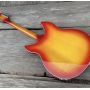 Custom 12 Strings Semi hollow body Electric Guitar, 360 Electric Guitar with mini Humbucker Pickups, Cherry Burst Color Guitar, Double Input Jacks