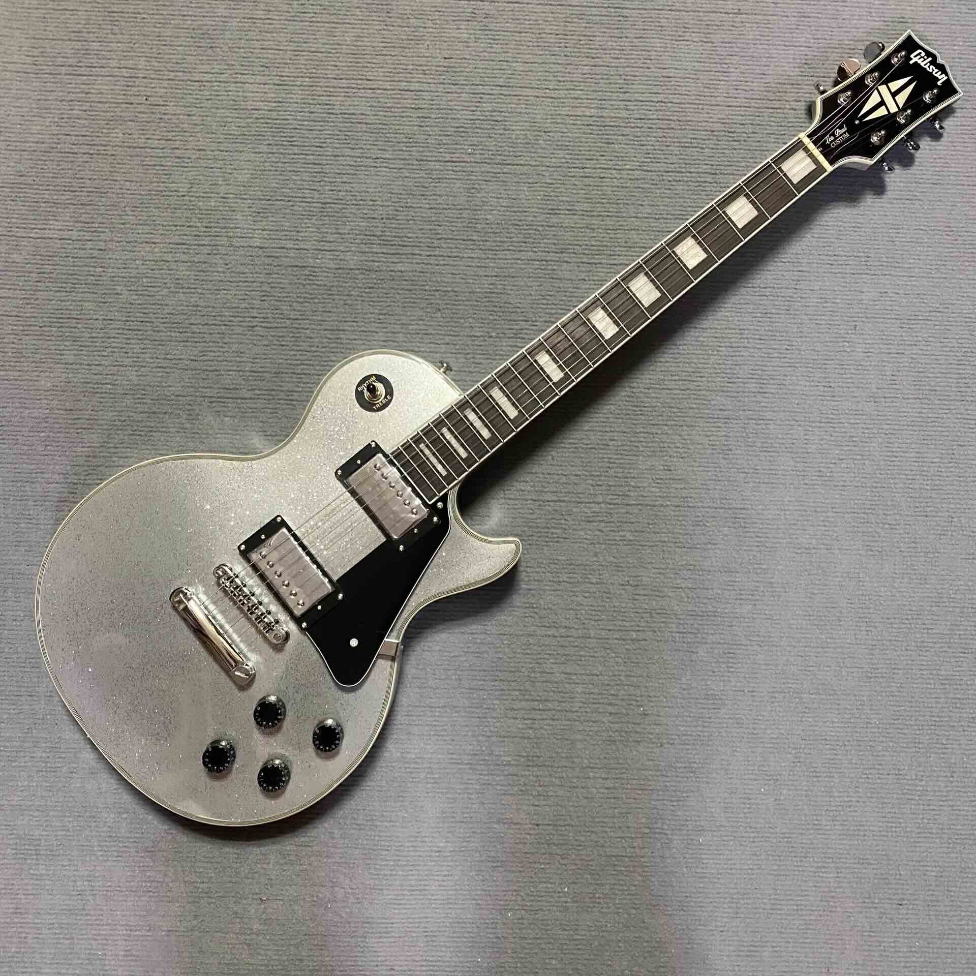 Custom Gibson Style Les Paul Metal Silver Electric Guitar