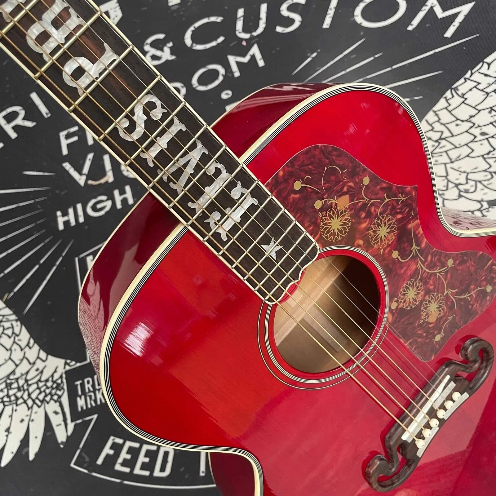 Custom Jumbo GB Gibson EP Elvis Presley Style Acoustic Guitar in Red Fingerboard Rosewood