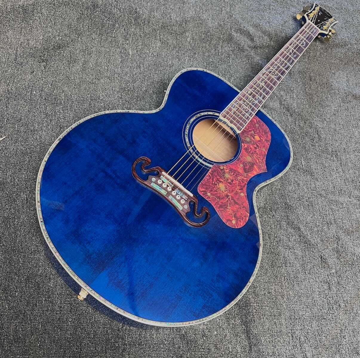 Custom SJ200 GB Gibson Jumbo Flamed Maple Acoustic Guitar in Blue