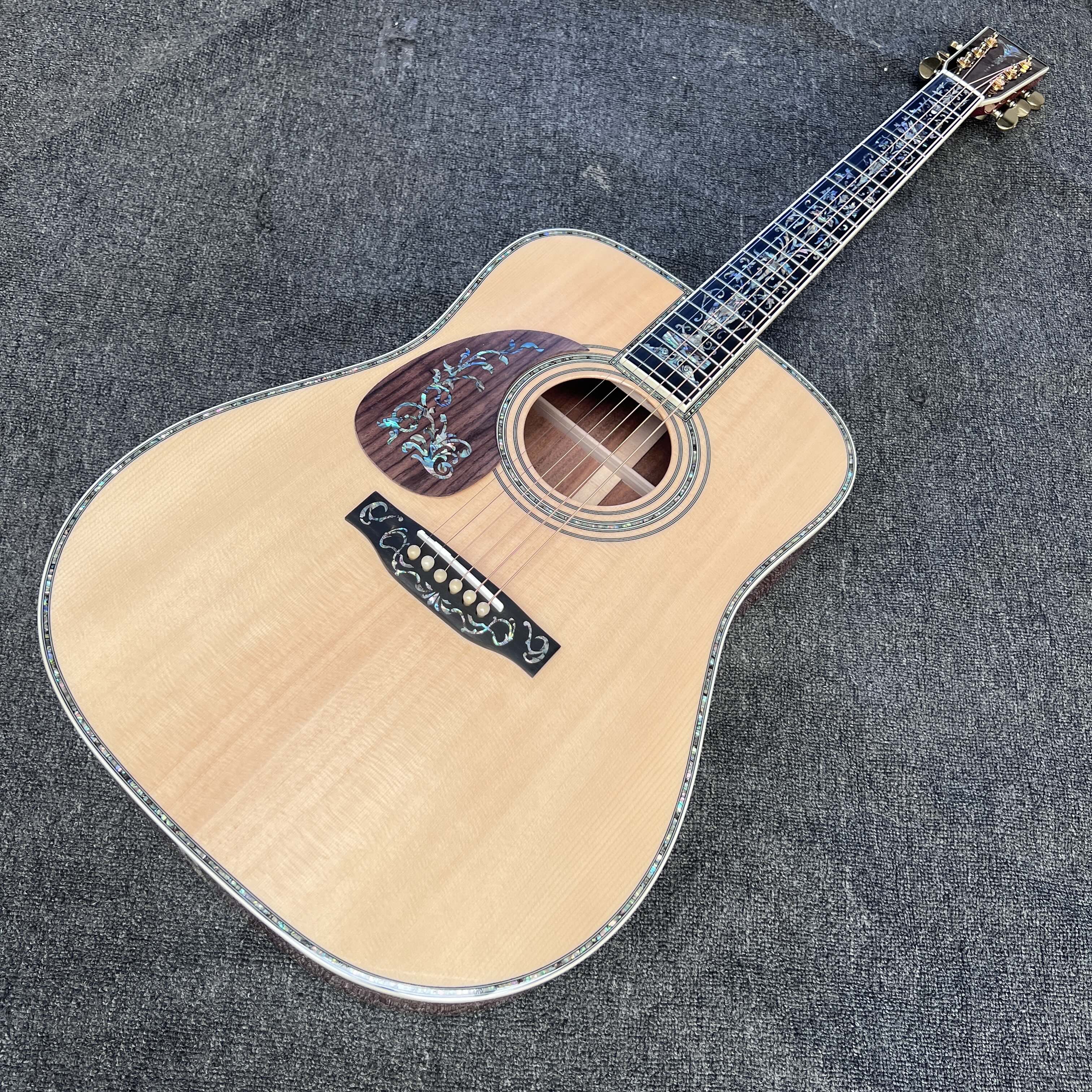 Custom Deluxe Lefty D Body Solid Rosewood Back Side Acoustic Guitar