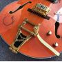 G Orange Electric Jazz guitar,Gold Bigsby bridge,Factory Hollow Body Electric Guitar