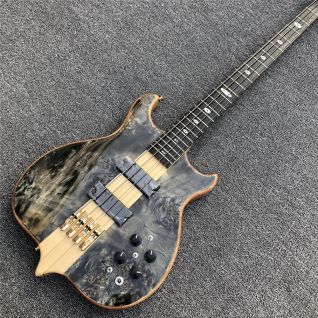 Burst Maple Top 4 strings Bass Guitar Neck Through Body Ebony Fingerboard Passive Closed Pickups Electric Bass