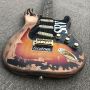 Factory Vintage Sunburst Handmade SRV Aged Relic ST Electric Guitar with Alder Body