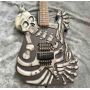 Skull Carving Body 6 Strings Electric Guitar in Matte Black Color