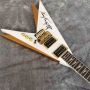 Double Body Rosewood Fingerboard Special Shaped Electric Guitar with White and Gold Color