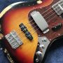 Custom 4 Strings Relic Aged Electric Bass Guitar in Sunburst Color ELM Body Maple Back Side