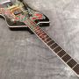 Custom New 6 Strings Black Electric Guitar with Fire Inlays Fingerboard Gold Color Hardware