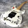 Electric Guitar Red Heart and Letters White Body Vibrato System Black Hardware Customized All Colors Logo Customized