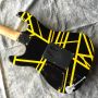 Classic Black Yellow Irregular Stripes Vibrato System Silver Hardware Electric Guitar