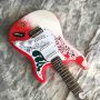 Custom Electric Guitar with Red White and Flower Body Silver Hardware