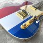 Custom Premium New Electric Guitar with Multicolor Flag Gold Hardware