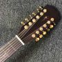 Custom 12 Strings All KOA Wood Round Body Rosewood Fingerboard Acoustic Guitar with Armrest