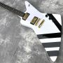 Custom Shop Electric Guitar With White Black Stripes Accept Logo Shape be Customized