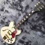 Double F-Holes Hollow Body Jazz Electric Guitar Ebony Fretboard Tremolo System in White 