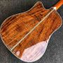 Custom Solid KOA Wood 41 Inch Real Abalone Cutaway Ebony Fingerboard Acoustic Electric Guitar