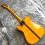 Tiger Flamed Rosewood Fingerboard Mahogany Body Tele Electric Guitar in Yellow with White Hardcase