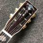 Custom OM45 Style Europe Spruce Top Rosewood Back Side All Abalone Binding Ebony Fingerboard Acoustic Guitar with Classic Guitar Headstock Shape