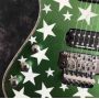 Custom Irregular Shape Electric Guitar with Pentagram Shell Mosaic Fingerboard in Green Color