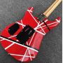 5150 Striped Series Red/Black/White Maple Fingerboard Floyd Locking Tremol Eddie Van Halen Style Electric Guitar