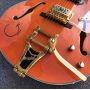 Custom Grand Hollow Body Electric Jazz Guitar with Gold Bigsby Bridge