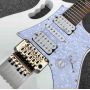 Custom Grand Tree Life Inlays 21 to 24 Frets Scalloped Electric Guitar with Gold Hardware in White