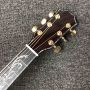 Custom Grand Solid Spruce Top Ebony Fingerboard Cutaway Arm Rest Abalone Inlays Acoustic Guitar with Open Tuner in Cherryburst