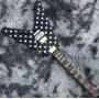 Custom Electric Guitar in Black and White Spot with Rocker Vibrato System