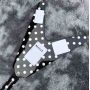 Custom Electric Guitar in Black and White Spot with Rocker Vibrato System
