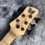 Custom Natural Color Butter 5 Strings Mahogany Wood Bass Guitar 9V Active Pickups Electric Bass