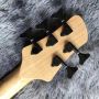 Custom Natural Color Butter 5 Strings Mahogany Wood Bass Guitar 9V Active Pickups Electric Bass